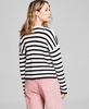 Petite Striped Button-Front Dropped-Shoulder Cardigan Sweater, Exclusively at Macy's