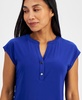 Petite Button-Neck Dolman-Sleeve Top