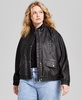 Trendy Plus Size Faux-Leather Bomber Jacket, Created for Macy's