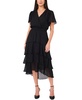 Women's Jacquard Smocked Waist Tiered Midi Dress