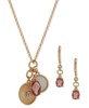 Gold-Tone Crystal Charm Pendant Necklace & Earrings Set