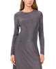 Women’s Round-Neck Long-Sleeve Metallic Midi Dress