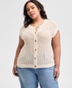 Trendy Plus Size Cap-Sleeve Crewneck Cardigan, Exclusively at Macy's