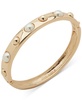 Gold-Tone & Imitation Pearl Domed Detail Bangle Bracelet