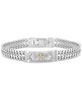 Men's Diamond Cross Double Curb Chain Bracelet (1/2 ct. t.w.) in Sterling Silver