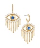 AVA NADRI Cubic Zirconia Small C-hoop Evil Eye Fringe Earrings