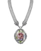 Silver-Tone Mesh Tube Chain with Oval Flower Pendant 18" Necklace