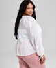 Trendy Plus Size Clip-Dot Button-Front Top, Exclusively at Macy's