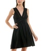 Petite V-Neck Sleeveless Lace-Inset Mini Dress
