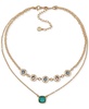 2-Pc. Gold-Tone Multi-Stone Crystal Pendant Necklace, 16" + 3" extender