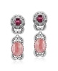 Sterling Silver Rhodochrosite Red Garnet Desert Bloom Dangle Earrings
