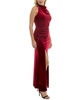 Women's Velvet Halter Cowlneck Twist-Back Gown
