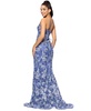 Women's Sequin Embroidered Mesh Sleeveless Gown
