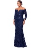 Women's Embellished Off-The-Shoulder 3/4-Sleeve Gown