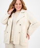 Plus Size French Terry Faux Double-Breasted Jacket