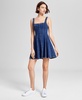 Women's Cotton Denim Fit & Flare Dress, Exclusively at Macy's