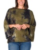 Women's Green Tie Dye Batwing Sleeve Relaxed Fit Top