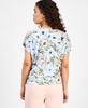 Petite Short-Sleeve Scoop-Neck Floral Top