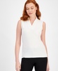 Women's Pleated-Neck Printed Sleeveless Top