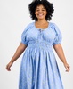 Women's Plus Short-Sleeve Clip-Dot Midi Dress, Created for Macy's