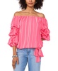 Women's Striped Off The Shoulder Bubble Sleeve Tie Front Blouse