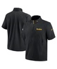 Men's Black Pittsburgh Steelers 2024 Sideline Coach Short Sleeve Half-Zip Hoodie Jacket