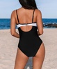 Women's Scoop Neck Cutout Back Hook Mesh One Piece Swimsuit