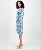 Women's Printed Blouson-Sleeve Midi Dress