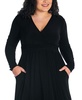 Plus Size Long Sleeve V-neck Maxi Dress