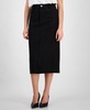Women's Gold-Tone-Button Slit-Back Midi Skirt, Exclusively at Macy's 