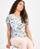 Petite Short-Sleeve Scoop-Neck Floral Top