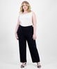 Plus Size Solid Pull-On Wide-Leg Pants
