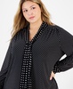 Plus Size Dot-Print Scarf-Neck Long-Sleeve Top