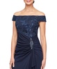 Women's Embroidered Lace Ruched Gown