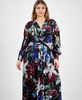 Plus Size Printed Twist-Front Maxi Dress 