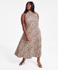 Trendy Plus Size Cheetah-Print Mock Neck Sleeveless Dress, Exclusively at Macy's 