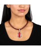 Sterling Silver Red Onyx Gemstone Teardrop Bordered Design Pendant Enhancer