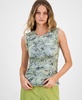 Women's Printed Ruffle-Trim Mesh Sleeveless Top, Exclusively at Macy's 