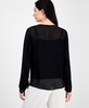 Women's Ruffled Tie-Neck Blouson-Sleeve Top
