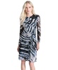 Women's Printed Side-Ruched Sheer-Sleeve Mesh Dress