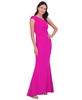 Women's Asymmetric-Neck Side-Pleat Scuba Gown