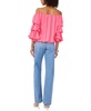 Women's Striped Off The Shoulder Bubble Sleeve Tie Front Blouse