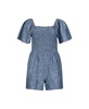Women's Bell Sleeve Smocked Chambray Romper