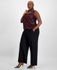 Plus Size Embroidered Sequin Elbow-Sleeve Jacket & Shell