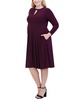 Plus Size Ruched 3/4-Sleeve Midi Dress