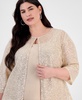 Plus Size Embellished 3/4-Sleeve Jacket & Sleeveless Top Set