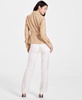 Women's Faux-Leather Trench Jacket, Mock Neck  Sweater & Straight-Leg Pants