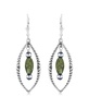 Sterling Silver Marquise Green Serpentine Dangle Earrings