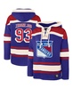 Men's Mika Zibanejad Blue New York Rangers Player Name and Number Lacer Pullover Hoodie