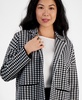 Petite Houndstooth Notched-Collar Sweater